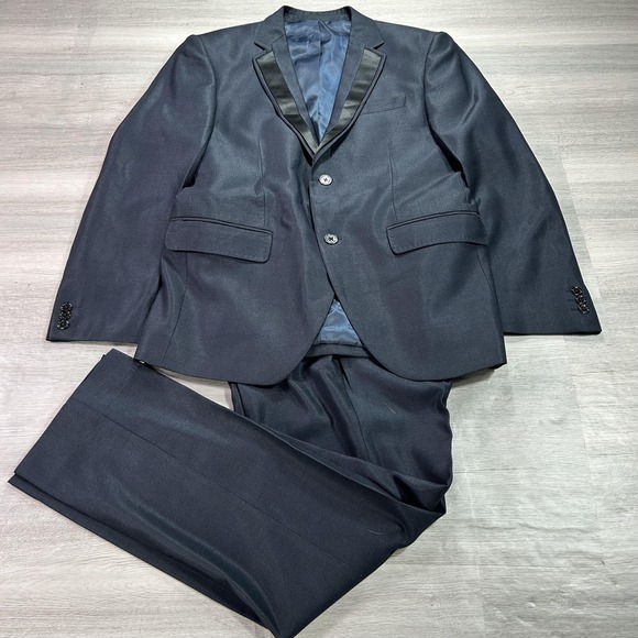 Blackberrys Tuxedo Suit Mens 40R Jacket 34x30 Pants Blue Slim Fit 2 Piece